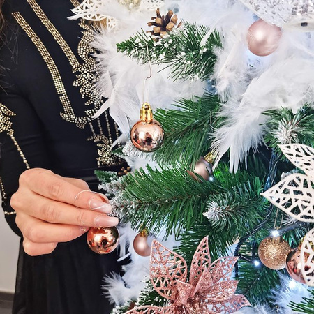 Bombki choinkowe 33 szt. ozdoby świąteczne zestaw z gwiazdą różowe