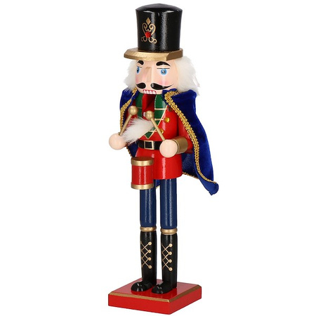 Dziadek do orzechów 38 cm drewniany żołnierzyk z peleryną multikolor, figurka świąteczna