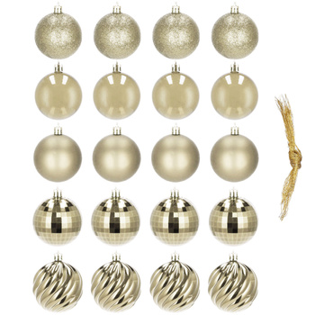 Bombki choinkowe 20 szt. ozdoby świąteczne zestaw szampański