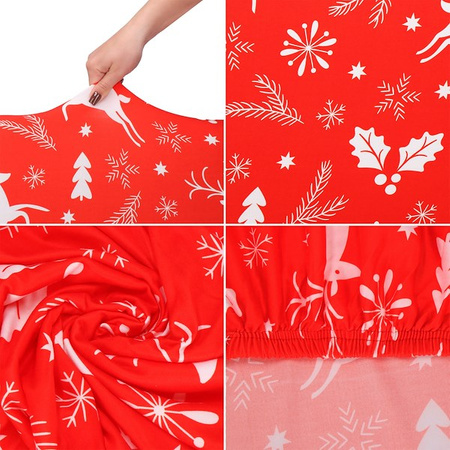 Pokrowiec na krzesło świąteczny, elastyczny, uniwersalny czerwony