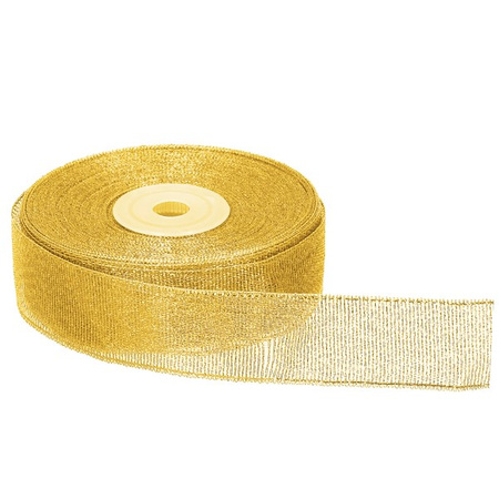 Wstążka dekoracyjna złota do kokard 22m taśma