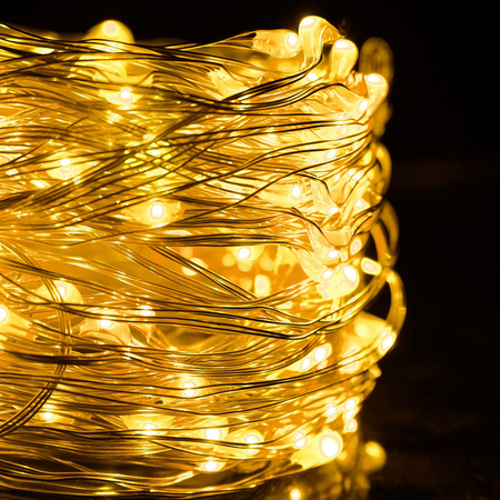 Lampki choinkowe 300 LED na prąd włosy anioła ciepły biały