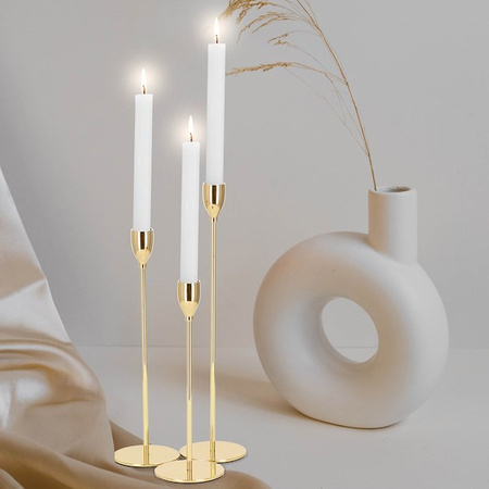 Świeczniki metalowe zestaw 3 szt. lichtarze złote