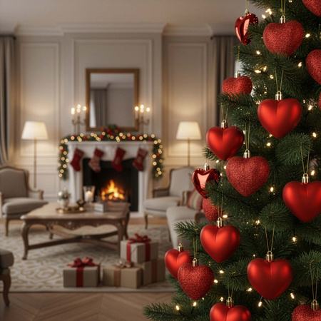 Bombki choinkowe 16 szt. komplet dekoracje świąteczne, nietłukące serca, czerwone