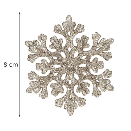 Zawieszka choinkowa 8 szt. świąteczna ozdoba śnieżynki 8 cm srebrny brokat