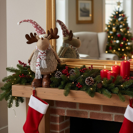 Świąteczny renifer 73 cm ozdoba pod choinkę figurka dekoracja bożonarodzeniowa