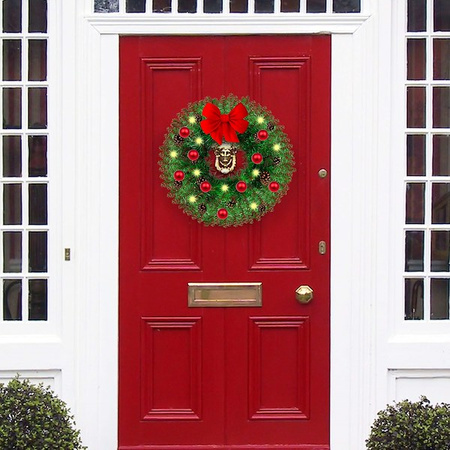 Stroik sztuczny na drzwi z naturalnymi szyszkami 45 cm wieniec świąteczny, wianek, zielony