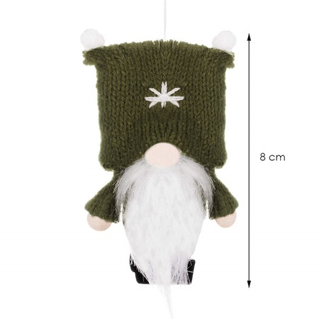 Skrzat 8cm ozdoba świąteczna, krasnal świąteczny, gnom zielony