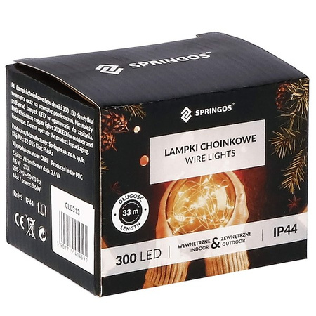 Lampki choinkowe 300 led druciki na prąd biały zimny