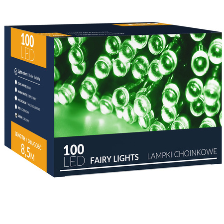 Lampki choinkowe 100 led zielone 8,5 m oświetlenie świąteczne