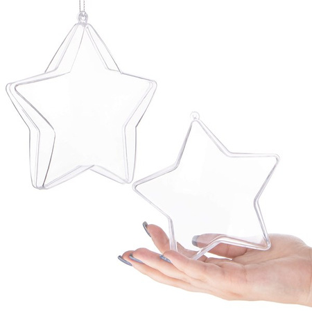 Bombki akrylowe 12cm gwiazdki plastikowe decoupage zestaw 2 szt.