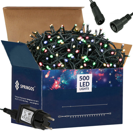 Lampki choinkowe 500 led multikolor 25 m oświetlenie świąteczne IP44