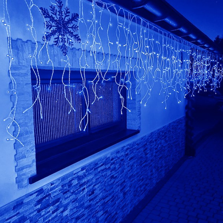 Kurtyna świetlna z pilotem 500 led girlanda, lampki wewnętrzno-zewnętrzne sople niebieski