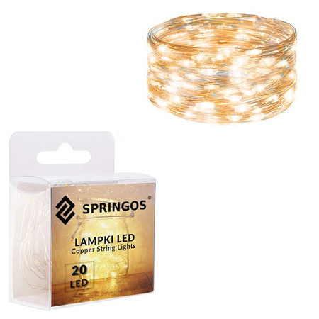 Lampki choinkowe 20 LED druciki mikro na baterie korek do butelki