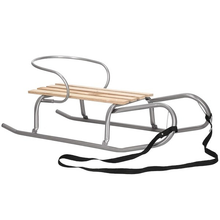Sanki dla dzieci metalowe z oparciem szare