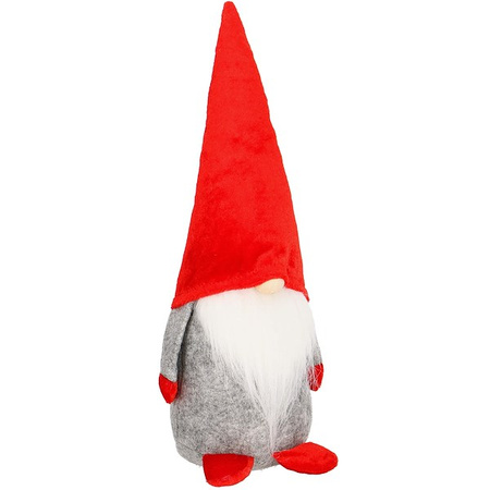 Skrzat 28cm ozdoba świąteczna, krasnal świąteczny, gnom czerwony, szary