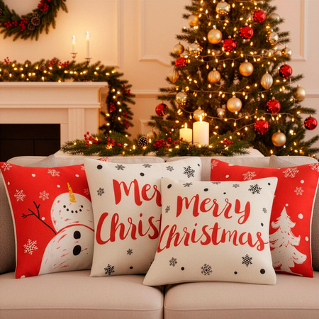 Świąteczki poszewki 40x40 cm 4 szt. na poduszki jaśka dekoracyjne bożonarodzeniowe