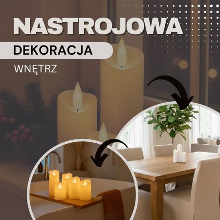 Świeczki na baterie 6 szt. 18,5 cm świece LED z ruchomym płomieniem, do stroików świątecznych