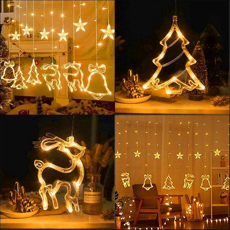 Kurtyna świetlna 126 Led gwiazdki lampki z programatorem sople biały ciepły