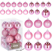Bombki choinkowe 25 szt. ozdoby świąteczne zestaw różowy