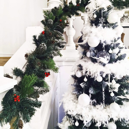 Girlanda świąteczna 100cm z lampkami 50 LED biały ciepły z progaramatorem, łańcuch choinkowy, zielony