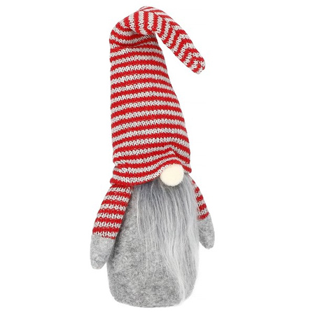 Skrzat 30cm ozdoba świąteczna, krasnal świąteczny, gnom w paski szary