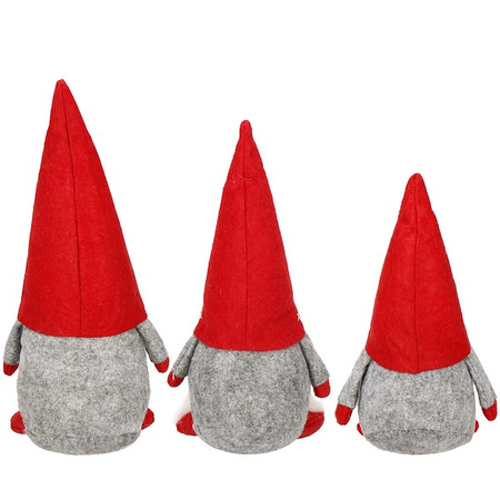 Zestaw skrzatów 3 szt. skrzaty 22-32cm krasnal świąteczny, gnom szary czerwony
