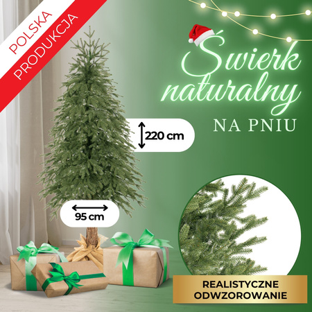 Choinka sztuczna na pniu 220 cm świerk PE jak żywy