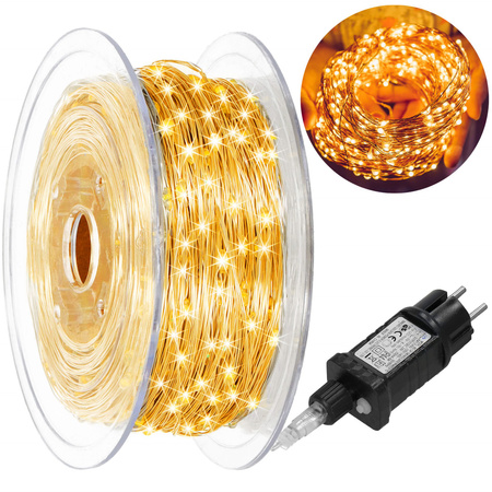 Lampki choinkowe druciki na szpuli 1000 LED biały ciepły wewnętrzno-zewnętrzne