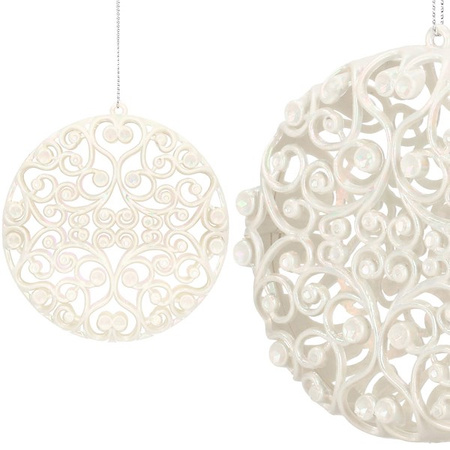 Zawieszka choinkowa kremowa okrągła dekoracja na choinkę 9 cm