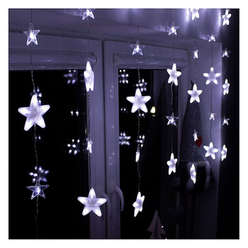 Kurtyna świetlna z pilotem 136 led girlanda gwiazdki, lampki wewnętrzno-zewnętrzne sople zimny biały