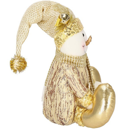 Bałwanek 38 cm dekoracja ozdoba świąteczna, figurka gnom złoty