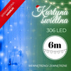 Kurtyna świetlna z pilotem 306 led girlanda, lampki wewnętrzno-zewnętrzne sople niebieski