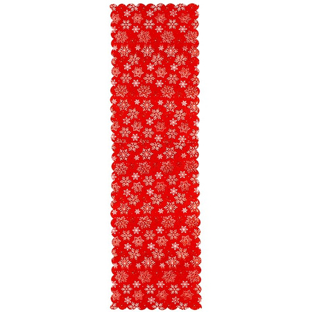 Bieżnik na stół 187x34cm obrus świąteczny ze śnieżynkami czerwony