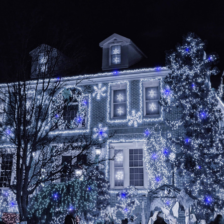 Lampki choinkowe 500 led biały zimny + niebieski flash 31,5 oświetlenie świąteczne IP44