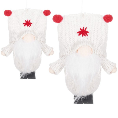 Skrzat 8cm ozdoba świąteczna, krasnal świąteczny, gnom kolorom biały