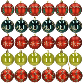 Bombki choinkowe 30 szt. ozdoby świąteczne zestaw 6cm zielony, czerwony