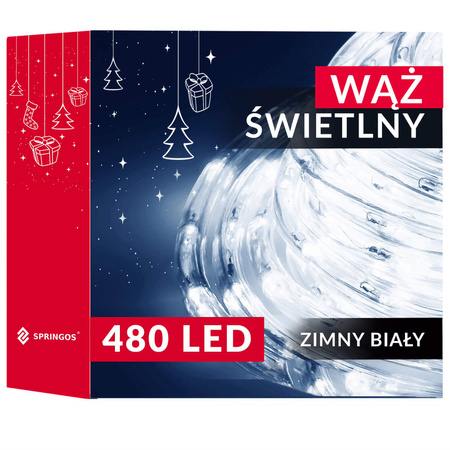 Wąż świetlny 480 Led zimny biały 21,5 m z programatorem IP44
