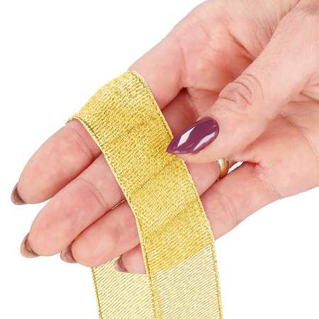 Wstążka dekoracyjna złota do kokard 22m taśma