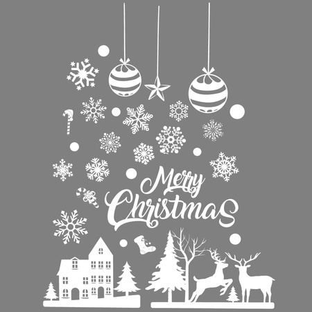 Naklejki świąteczne, dekoracje na okno 62 szt. ozdoby okienne, samoprzylepne, białe