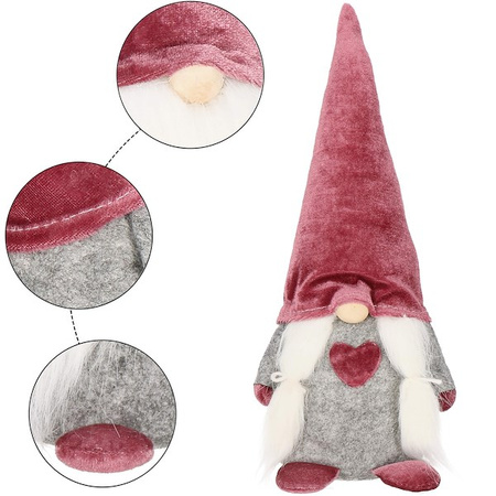 Pani skrzat 37cm ozdoba świąteczna, krasnal świąteczny, gnom welur