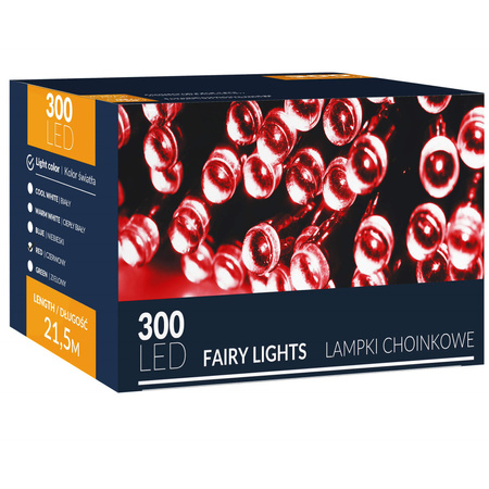 Lampki choinkowe 300 led czerwone 21,5 m oświetlenie świąteczne