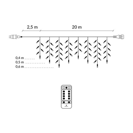 Kurtyna świetlna z pilotem 1000 led girlanda, lampki wewnętrzno-zewnętrzne sople zimny biały