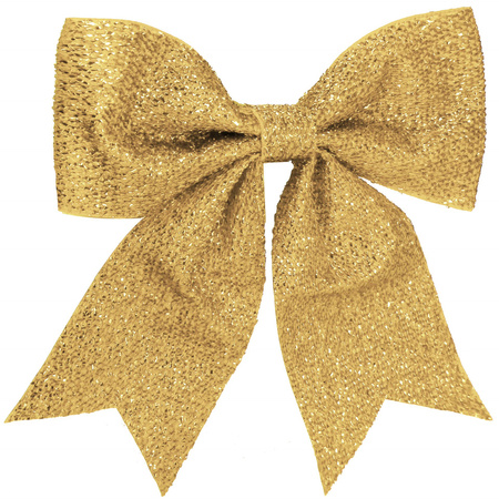 Kokardka świąteczna na choinkę 22 cm brokatowa zawieszka choinkowa złota