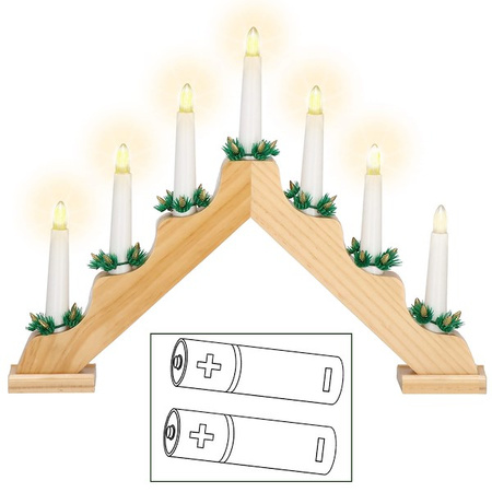 Świecznik adwentowy Led 7 świec drewniany ozdoba bożonarodzeniowa