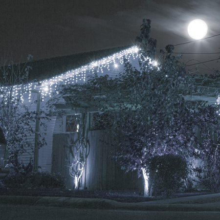 Kurtyna świetlna 500 led girlanda, lampki wewnętrzno-zewnętrzne sople zimny biały z flash