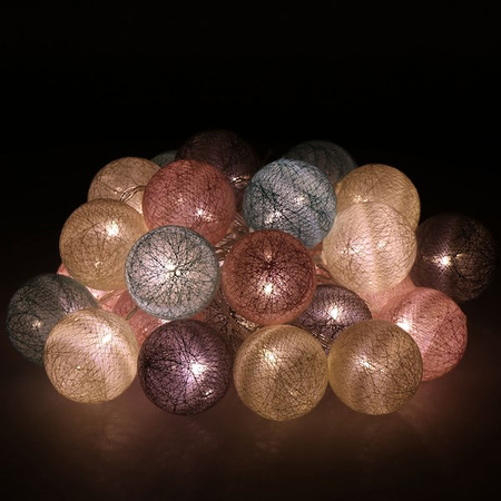 Cotton balls 30 led lampki dekoracyjne, girlanda na prąd turkusowo-różowe