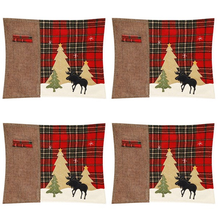 Podkładki na stół świąteczne 4 szt. 44x33cm mata czerwona z reniferem