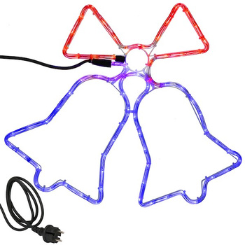 Lampki choinkowe 72 LED dzwonki niebiesko-czerwone ozdoba świąteczna