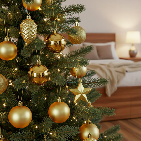 Bombki choinkowe, zestaw 100 szt. dekoracji do stroika nietłukące, złote